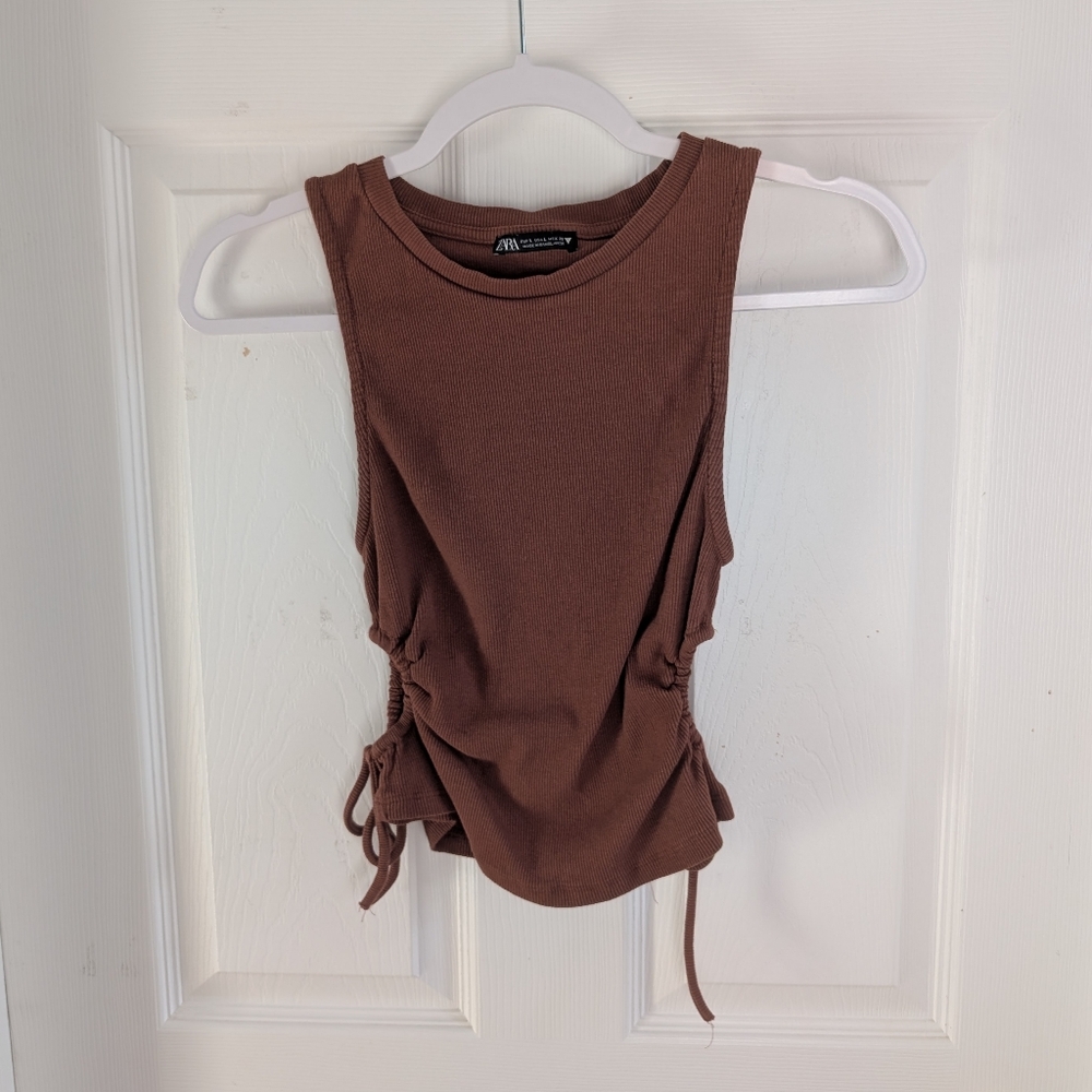 Zara Chocolate Brown Tank Top with Side Ties